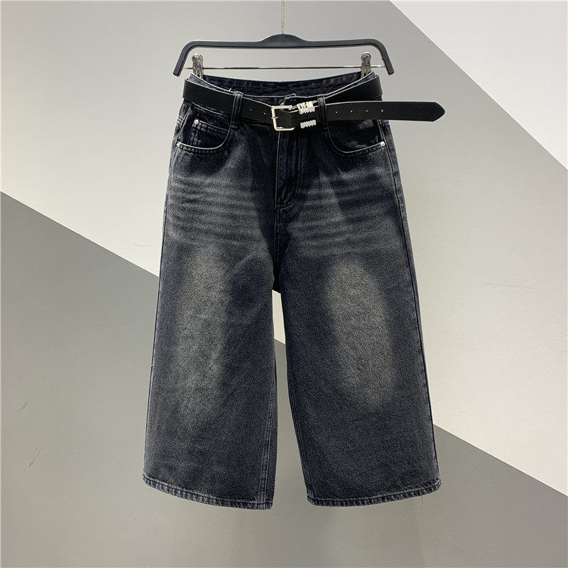 牛仔直筒裤子百搭八分阔腿裤