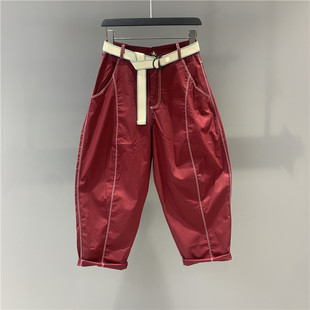 垮裤 宽松显瘦松紧腰九分萝卜老爹裤 女2026春夏新款 欧货休闲哈伦裤