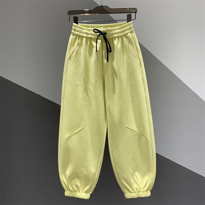 松紧腰抽绳运动休闲卫裤女2025年春季新款百搭宽松显瘦束脚哈伦裤,女装/女士精品,休闲裤,淘宝优惠券,粉丝福利购,淘宝优惠卷