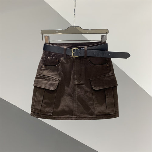 水洗复古牛仔半身短裙女