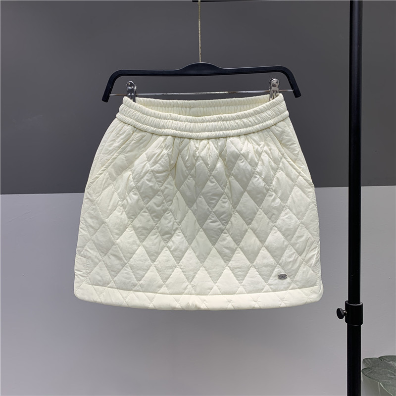 加棉加厚短裙侧开叉a字半身裙女