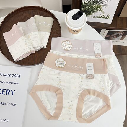 95-155斤5条装7A新疆长绒棉内裤女高腰碎花柔软亲肤透气底裤1092