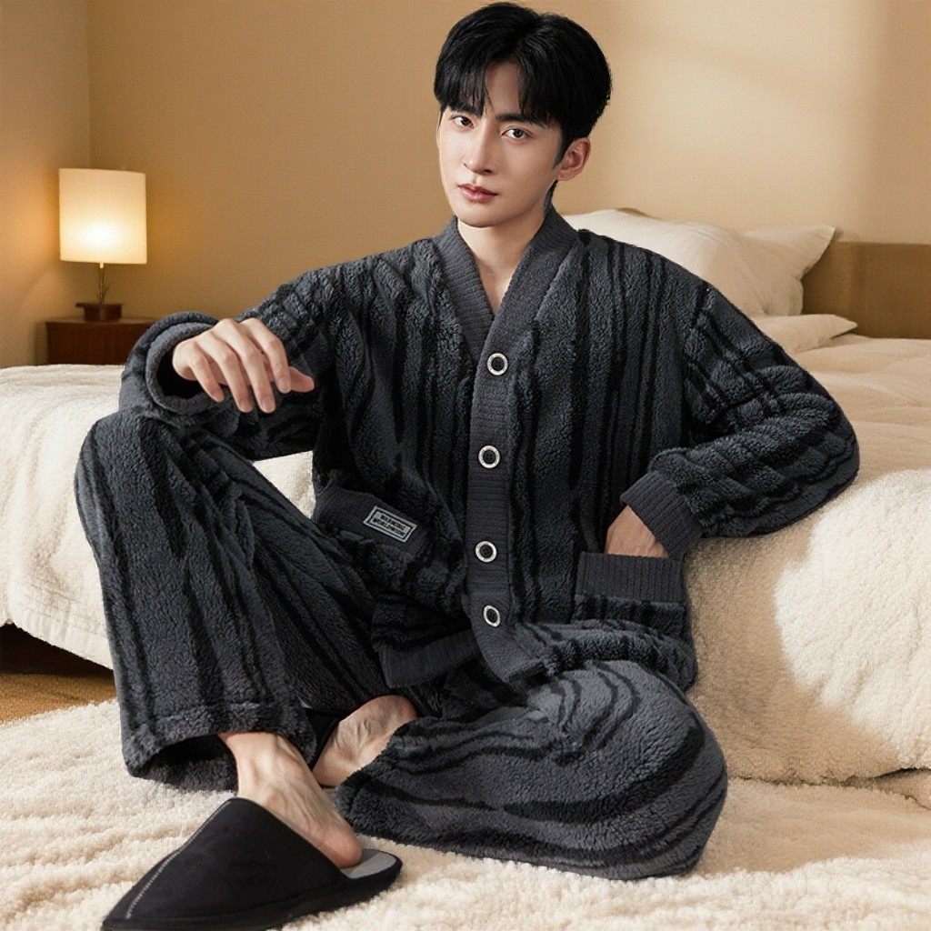 男士秋冬季珊瑚绒睡衣男款法兰绒加绒加厚家居服2025新款冬天套装,女士内衣/男士内衣/家居服,睡衣/家居服套装,淘宝优惠券,粉丝福利购,淘宝优惠卷