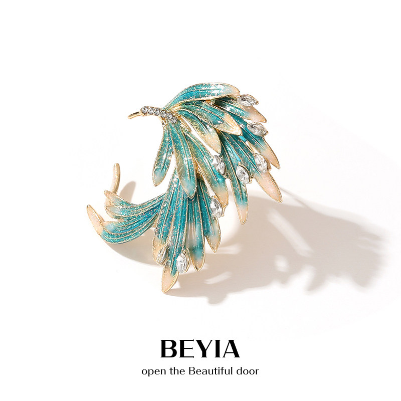 디자인 감각 중국 스타일 에나멜 그라디언트 다이아몬드 피닉스 브로치 기질 복고풍 코트 정장 브로치 브로치 남성과 여성을위한