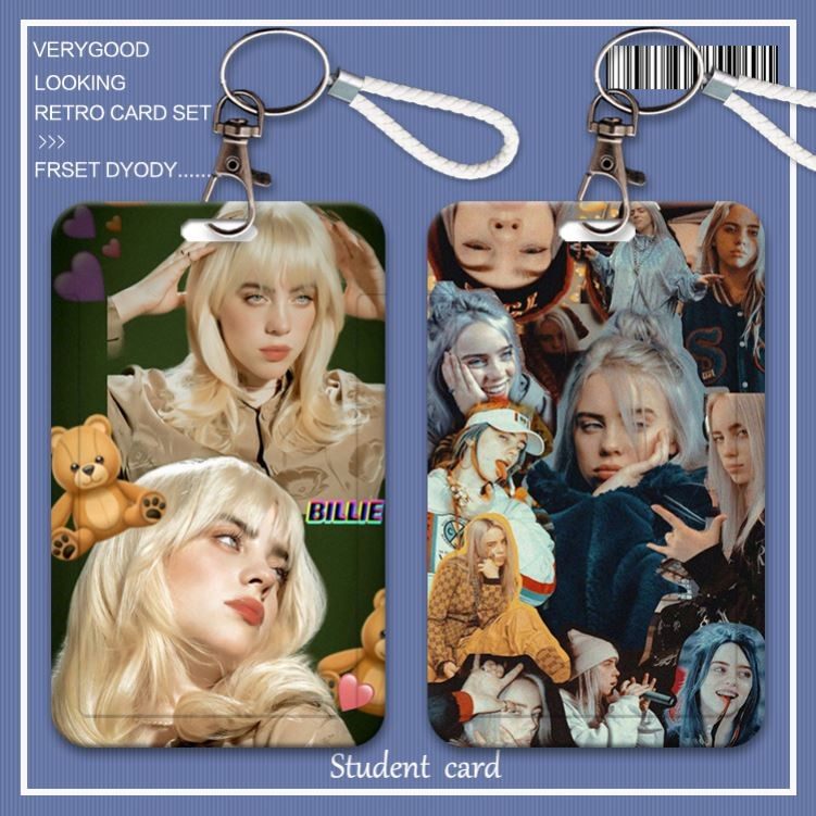 billieeilish学生卡卡套饭卡校园卡校牌公交卡挂脖碧梨胸卡带挂绳