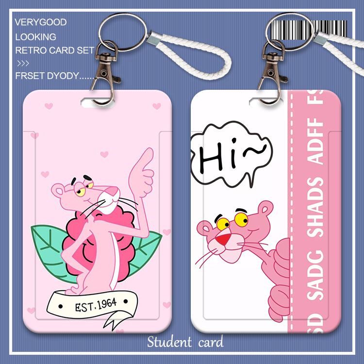 简约伸缩粉红豹大憨憨校园卡工作证饭卡电子交通ins风可爱