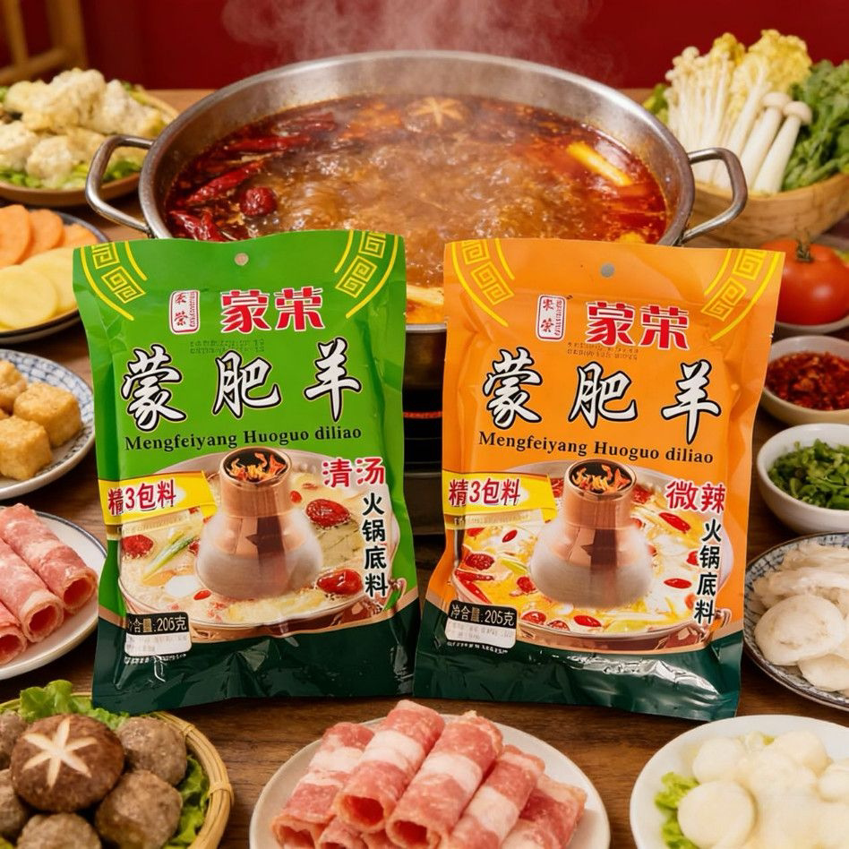 6袋蒙荣 正宗蒙肥羊火锅汤料 涮羊肉鸳鸯锅火锅底料清汤微辣205g