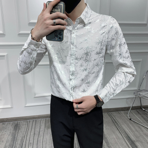 秋季男士新款长袖烫金免烫休闲衬衫301A-1/CS305/P55图片