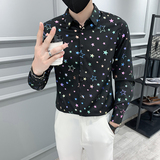 2021轻熟风男士印花长袖衬衣潮流修身衬衫301A-1/CS303/P55M-4XL，男装衬衫，星座301A-1