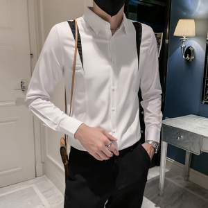 秋季新款男士拼接长袖衬衫男时尚休闲衬衣301A-1/C15/P55图片