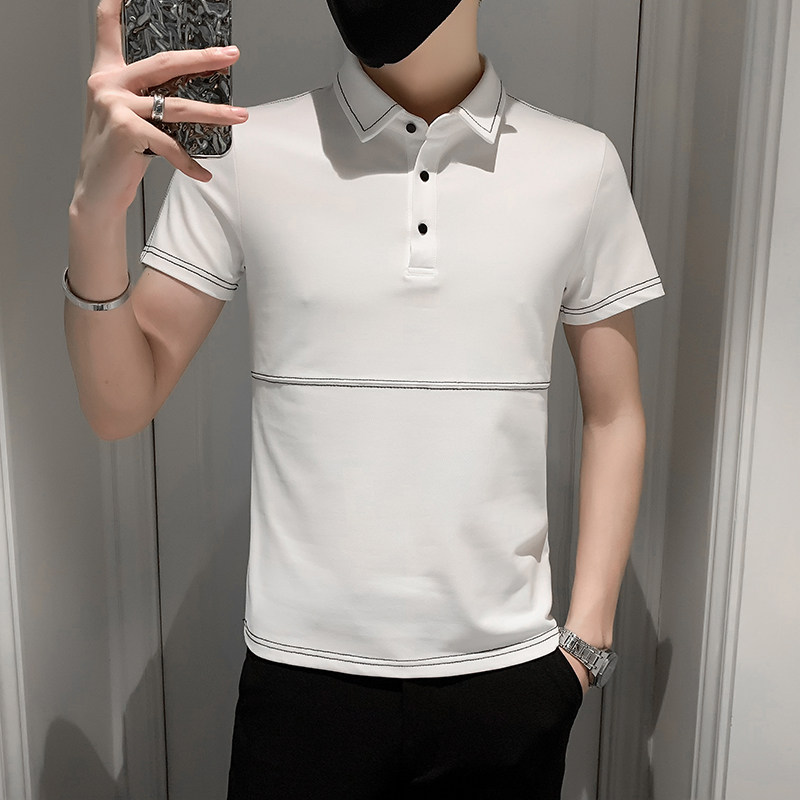 纯色青年休闲翻领短袖POLO衫男士修身上衣301A-1/PL52/P48控68,男装Polo衫,星座301A-1