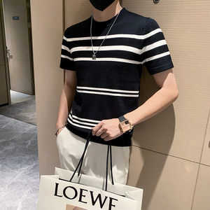 秋冬新款短袖针织衫圆领休闲T恤男士套头体恤301A-1/M01/P48控68图片
