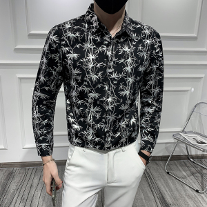 秋季男士新款长袖烫金免烫休闲衬衫301A-1/CS305/P55图片