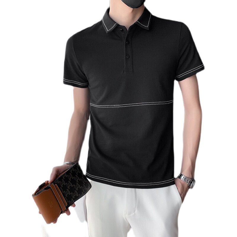 纯色青年休闲翻领短袖POLO衫男士修身上衣301A-1/PL52/P48控68,男装Polo衫,星座301A-1