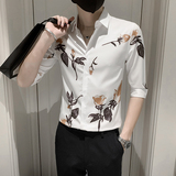 青年夏季印花短袖衬衫男士修身修身衬衣301A-1/CS359/P55，男装衬衫，星座301A-1
