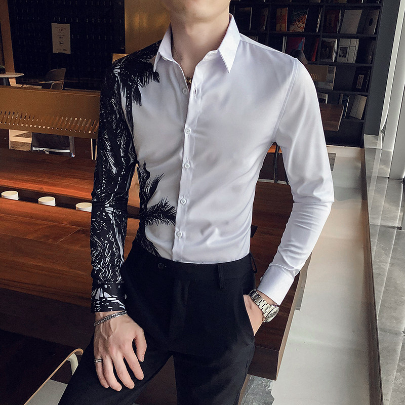 黑秋季网红新款英伦风长袖衬衫韩版修身店主风301A-1/CS191/P55,男装衬衫,星座301A-1