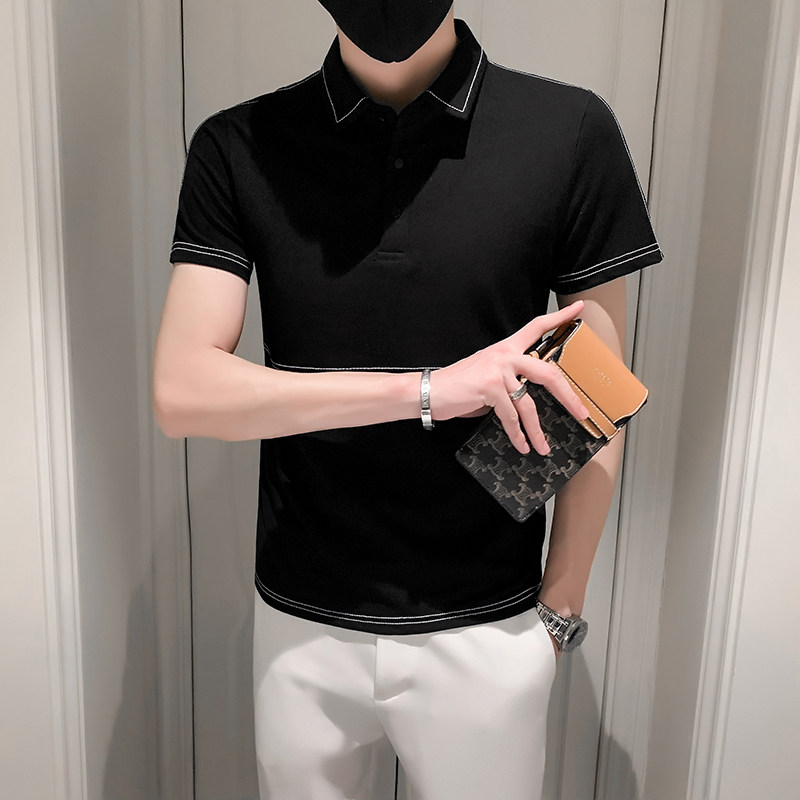 纯色青年休闲翻领短袖POLO衫男士修身上衣301A-1/PL52/P48控68,男装Polo衫,星座301A-1