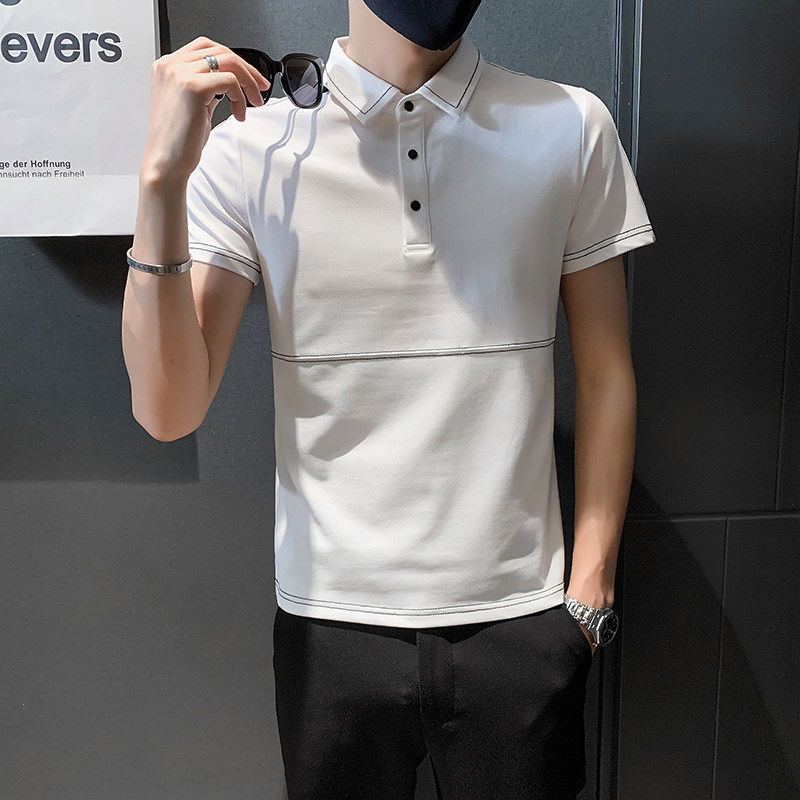 纯色青年休闲翻领短袖POLO衫男士修身上衣301A-1/PL52/P48控68,男装Polo衫,星座301A-1