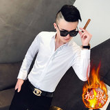 秋冬新款男士加绒刺绣长袖衬衫社会小伙衬衣301A-1/CS58/加绒P65，男装衬衫，星座301A-1