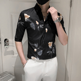 青年夏季印花短袖衬衫男士修身修身衬衣301A-1/CS359/P55，男装衬衫，星座301A-1