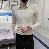 2024秋冬新款男士休闲痞帅烫金长袖衬衫男韩版上衣301A-1/C11/P55，男装衬衫，星座301A-1