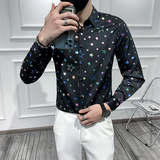 2021轻熟风男士印花长袖衬衣潮流修身衬衫301A-1/CS303/P55M-4XL，男装衬衫，星座301A-1