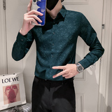 高级感秋季新款提花痞帅男士长袖衬衫男修身上衣301A-1/C08/P55，男装衬衫，星座301A-1