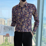 秋季社会小伙个性痞帅印花长袖衬衫修身韩版上衣301A-1/C22/P55，男装衬衫，星座301A-1