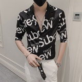 白中袖衬衫七分袖衬衣帅气轻熟社会小伙寸衫301A-1/CS251/P50，男装衬衫，星座301A-1