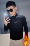 秋冬社会精神小伙刺绣加绒长袖衬衣修身衬衫301A-1/CS193加绒/P65，男装衬衫，星座301A-1