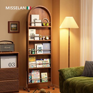 MISSELAN/海谜之蓝 实木穿衣镜中古全身镜家用收纳杂志架落地镜子