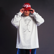 RAGECAVE笑脸印花美式复古情侣男女圆领薄款卫衣宽松秋季长袖上衣