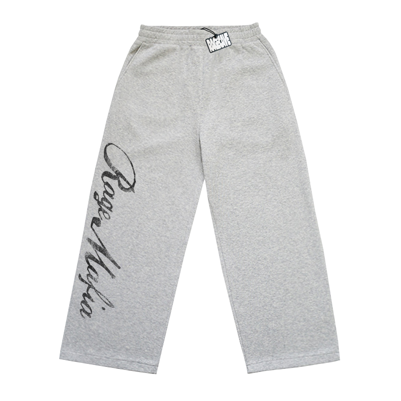 RC美式复古做旧印花宽松男女卫裤