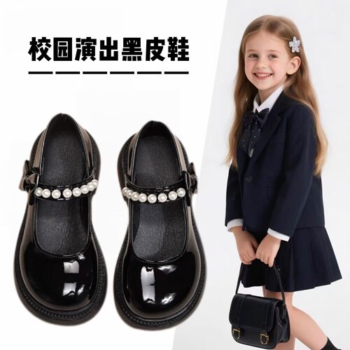皮鞋女童乐福鞋软底英伦风春秋