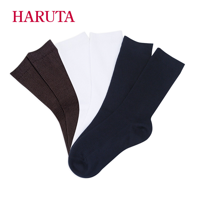 haruta日系百搭舒适显瘦20-25-34jk制服袜藏青白色小腿袜中筒袜子