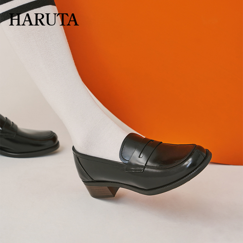 Haruta日本进口高端中跟乐福鞋