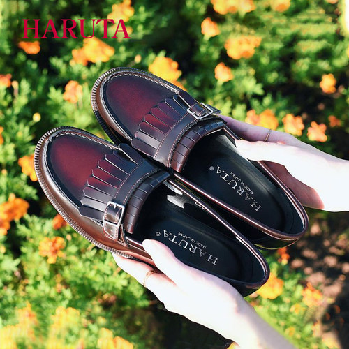 haruta学生流苏真皮jk制服乐福鞋