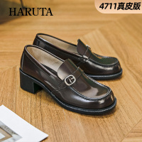 Haruta日系百搭乐福鞋4711牛皮款576中跟粗跟学院风皮鞋JK制服鞋
