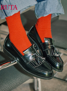 Haruta日系百搭909真皮款牛皮乐福鞋流苏男士DK制服小皮鞋休闲鞋