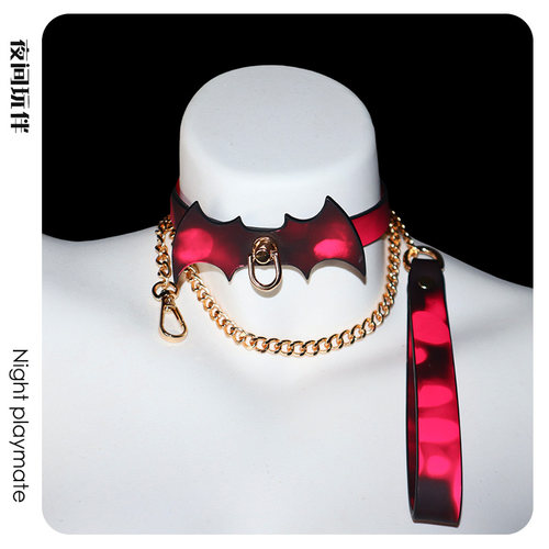 夜间玩伴 温感变色项圈蝙蝠颈圈男女choker项链k9小狗puppy牵引绳