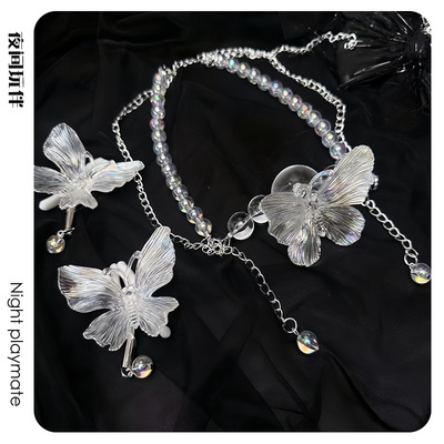 夜间玩伴 原创choker玻璃蝴蝶口球女项链用品小众puppy口水球