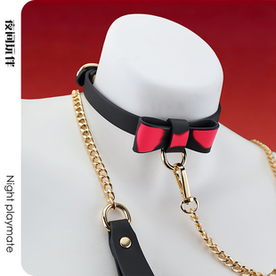 温感变色项圈蝴蝶结颈圈男女choker项链cos道具puppy牵引绳