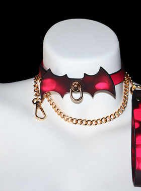 夜间玩伴 温感变色项圈蝙蝠颈圈男女choker项链k9小狗puppy牵引绳