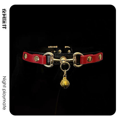 夜间玩伴 情调铃铛项圈颈圈男女choker项链真皮k9小狗puppy牵引绳