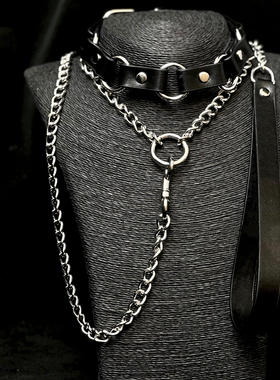 夜间玩伴 情调朋克项圈颈圈男女choker项链真皮k9小狗puppy牵引绳
