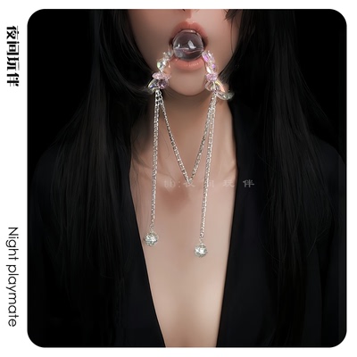 夜间玩伴 原创choker玻璃蝴蝶口球女项链cosplay小众铃铛