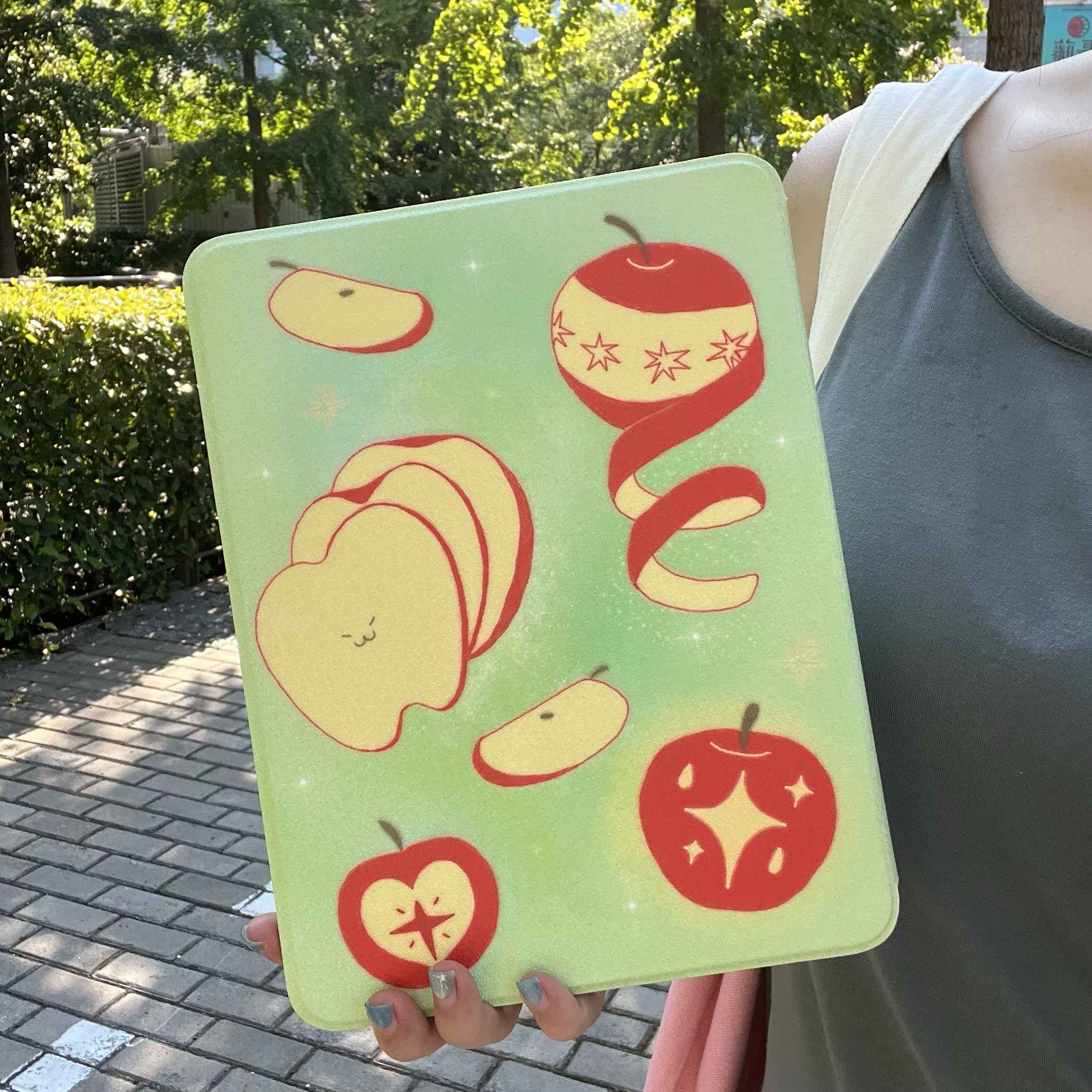 小粉喵喵屋 原创可爱红苹果360度可旋转iPad壳华为小米pad壳