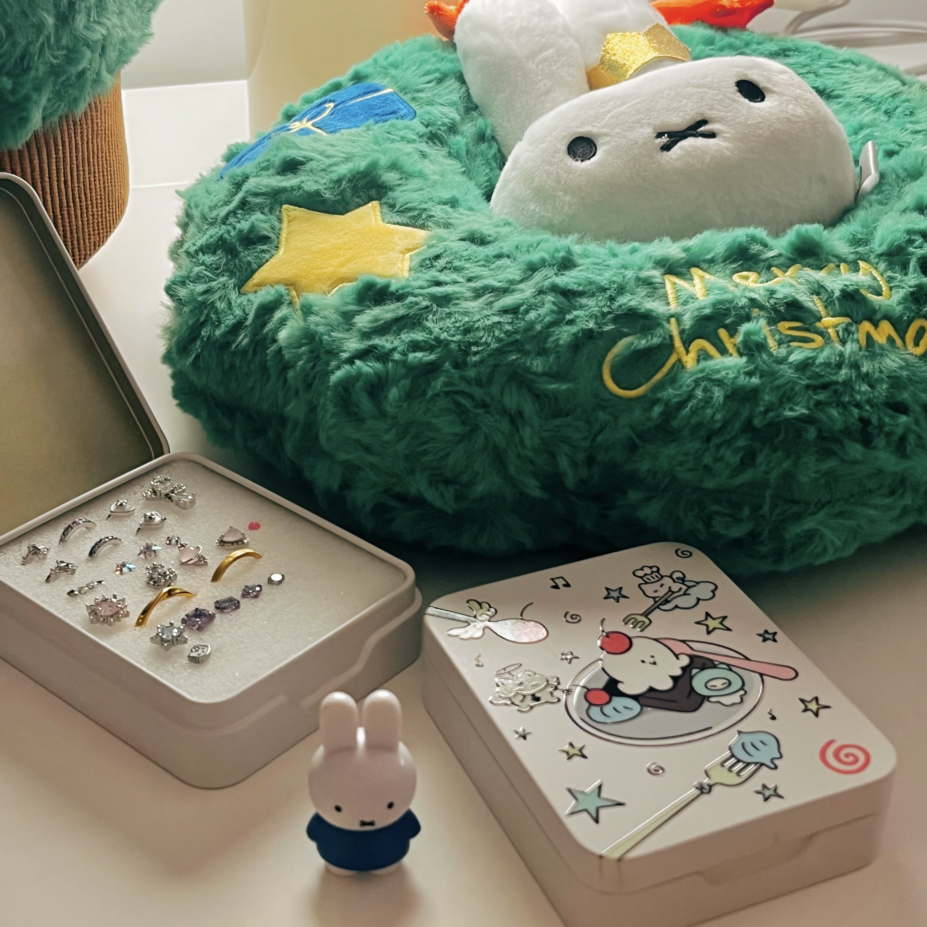 小粉喵喵屋原创可爱卡通布丁耳钉耳饰戒指首饰收纳盒便携式收纳盒,收纳整理,首饰盒,淘宝优惠券,粉丝福利购,淘宝优惠卷
