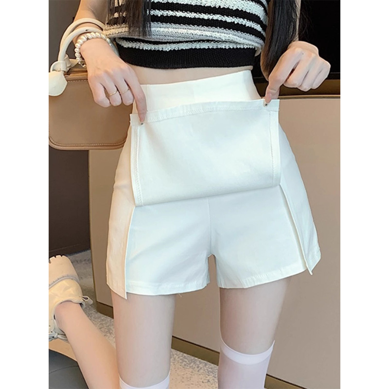 白色西装短裤女2025新款夏季薄款爆款小个子高腰a字防走光裤裙女