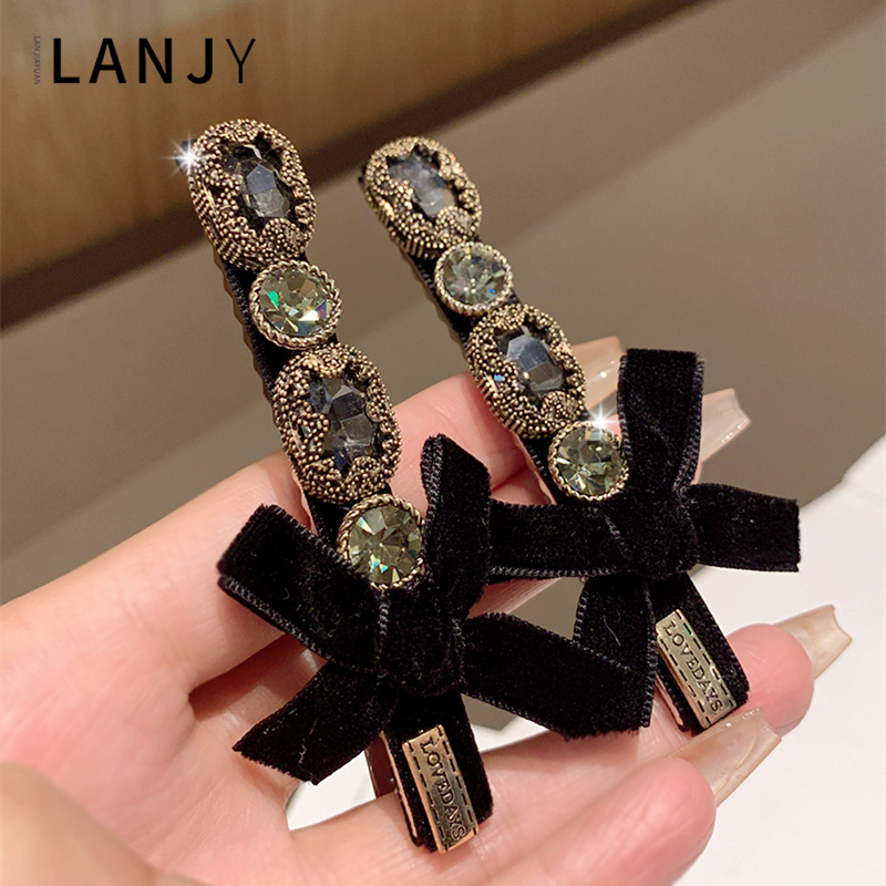 气质复古灰色重工水钻发夹